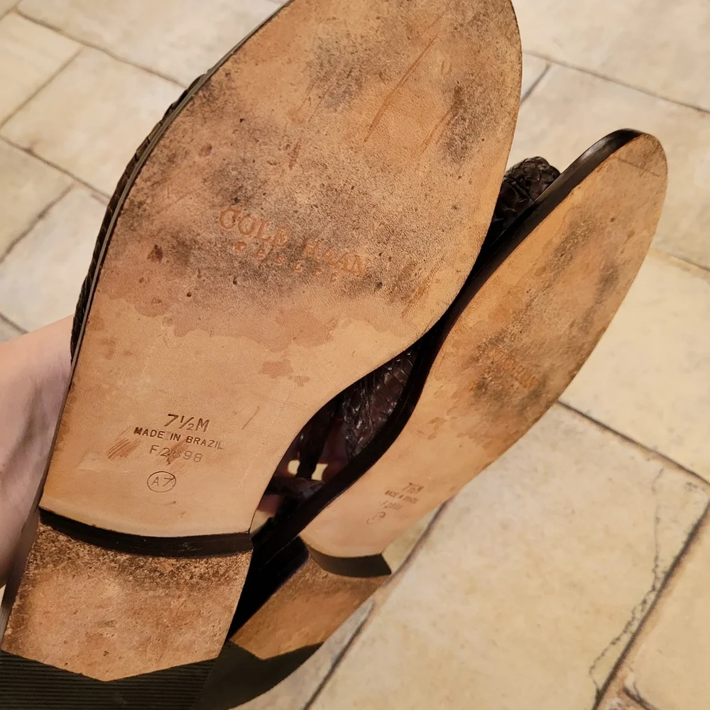 Cole Haan Brown Braided Leather Open Toe Flat Sandals 7.5_4
